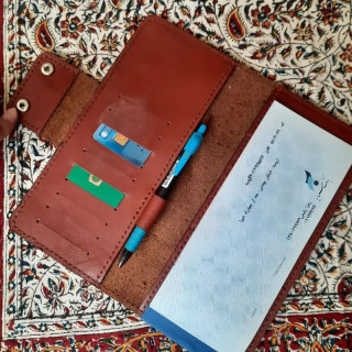 کیف دسته چک چرم طبیعی دستدوز چرم کسری