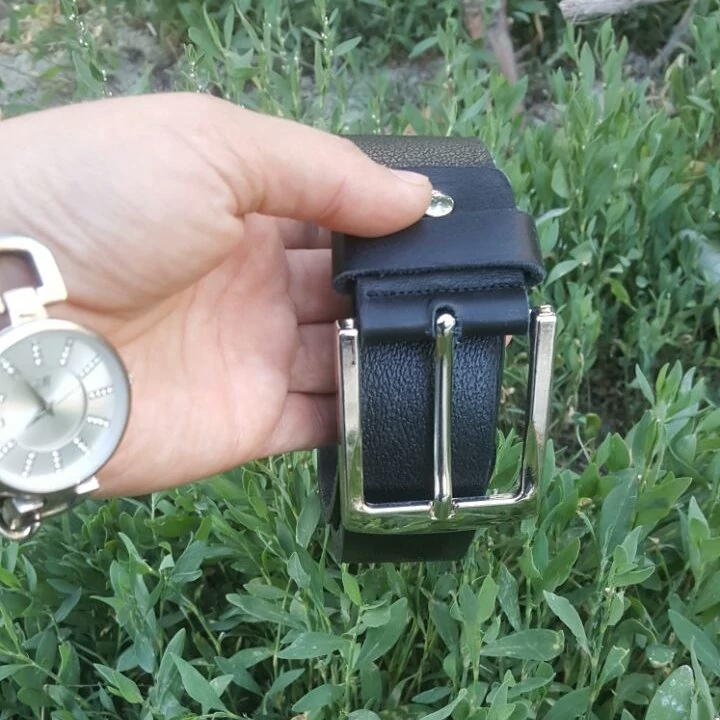 کمربند چرم طبیعی دولایه دست‌دوز چرم کسری