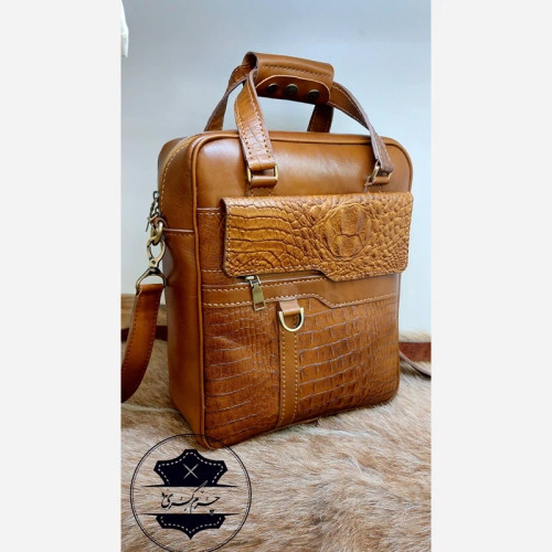 کیف اداری دانشجویی دوشی چرمی دستدوز مشکی مناسب لپتاپ و استفاده روزمره